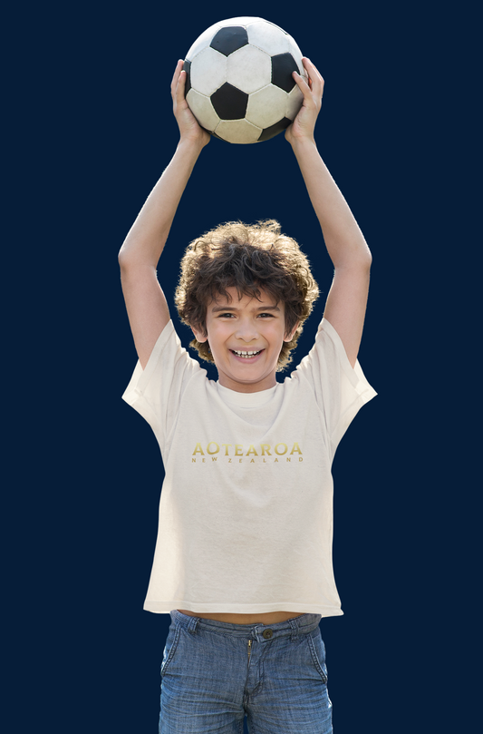 Aotearoa NZ (Gold Text) - Kids Tee