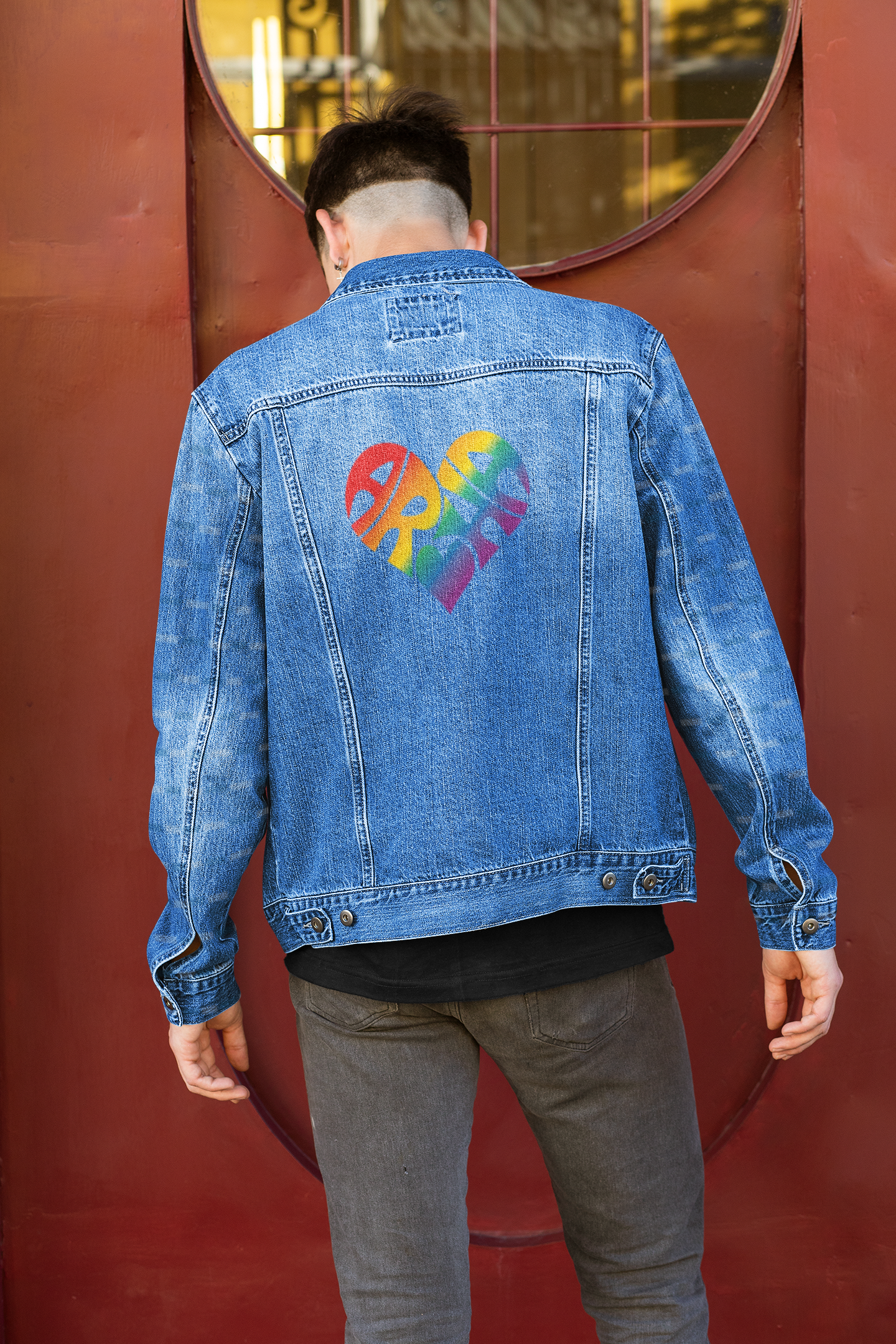 Denim Jacket - Aroha Rainbow Heart