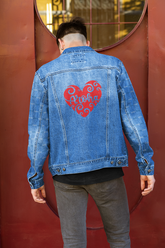 Denim Jacket - Aroha Whero Heart