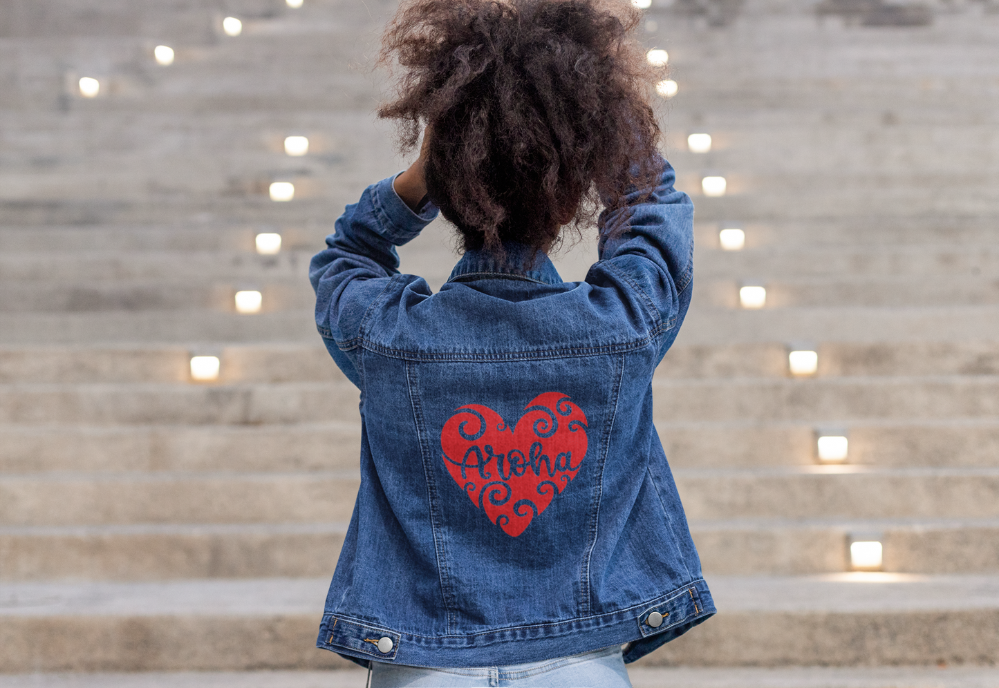 Denim Jacket - Aroha Whero Heart