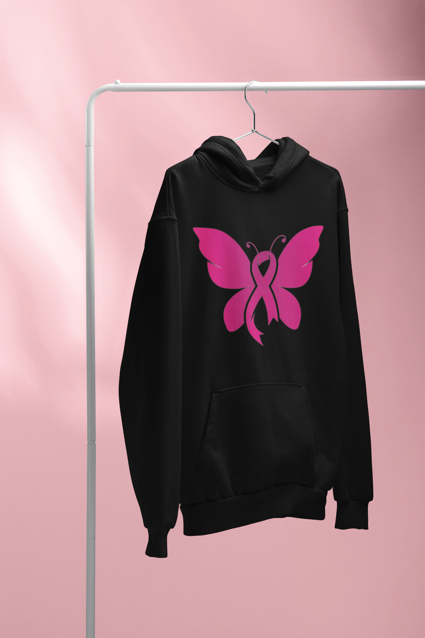 Pink Ribbon Butterfly  - Hoodie