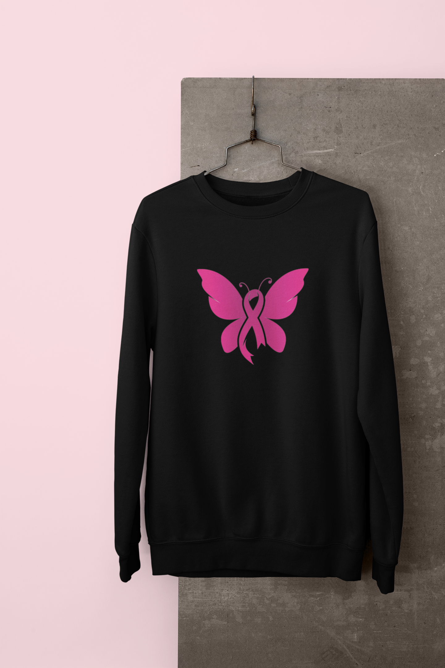 Pink Ribbon Butterfly  - Crewneck