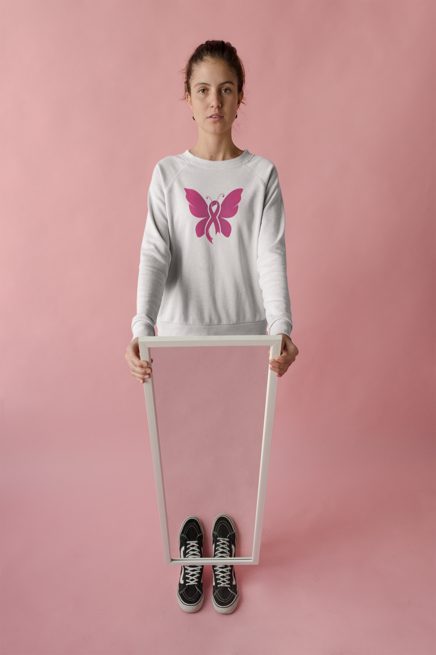 Pink Ribbon Butterfly  - Crewneck