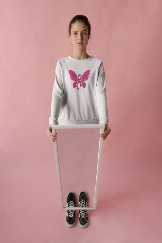 Pink Ribbon Butterfly  - Crewneck