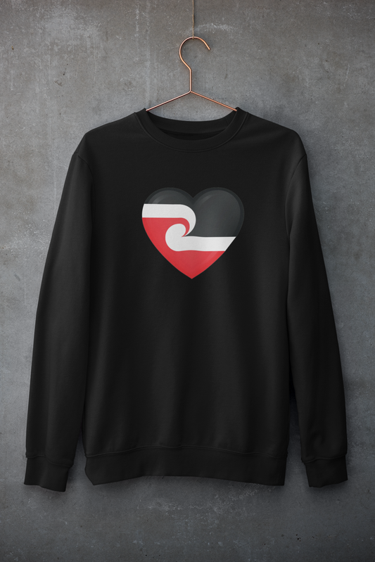 Crewneck - The Tino Rangatiratanga flag heart