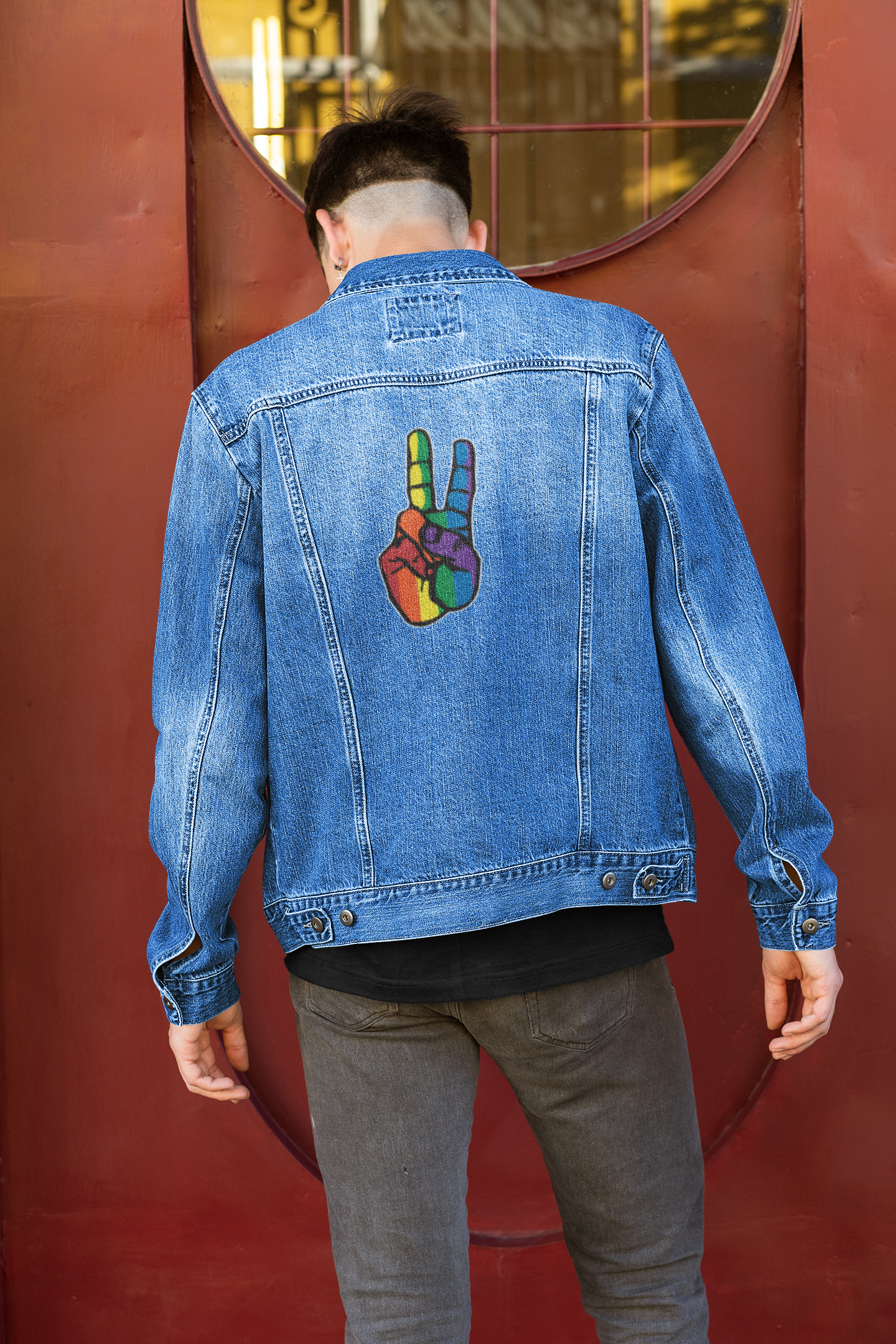 Denim Jacket - Bold Peace Fingers