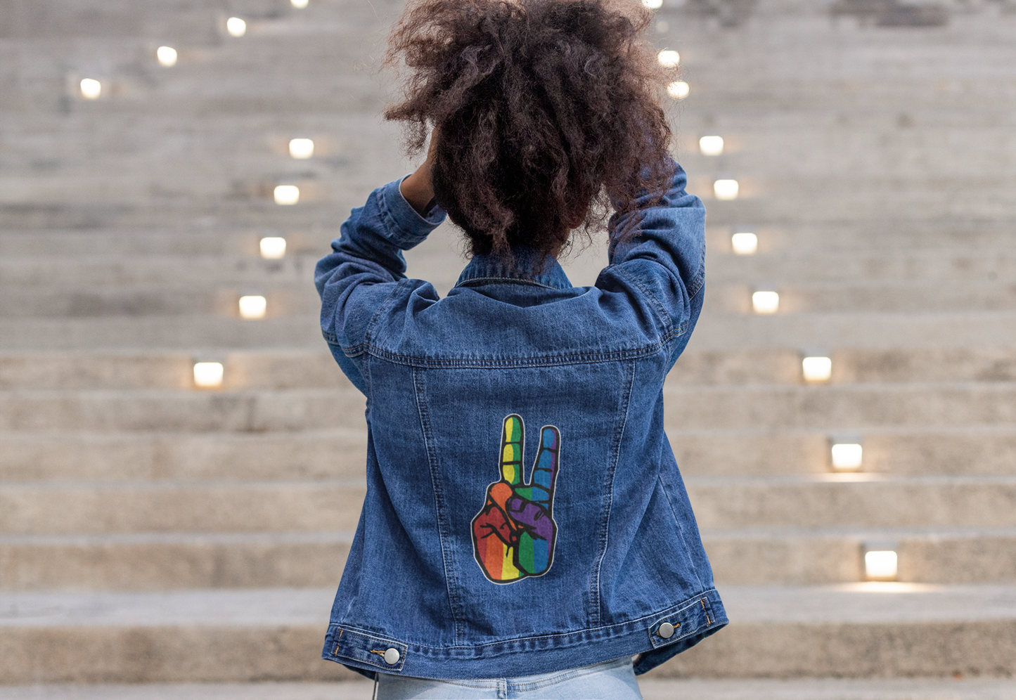 Denim Jacket - Bold Peace Fingers