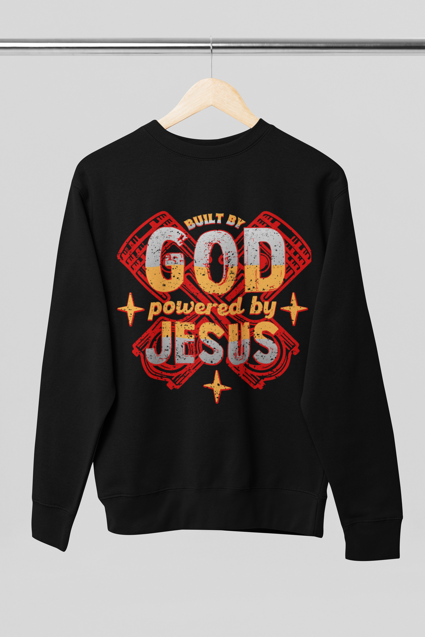 Built By God, Powered By Jesus - Adult Crewneck