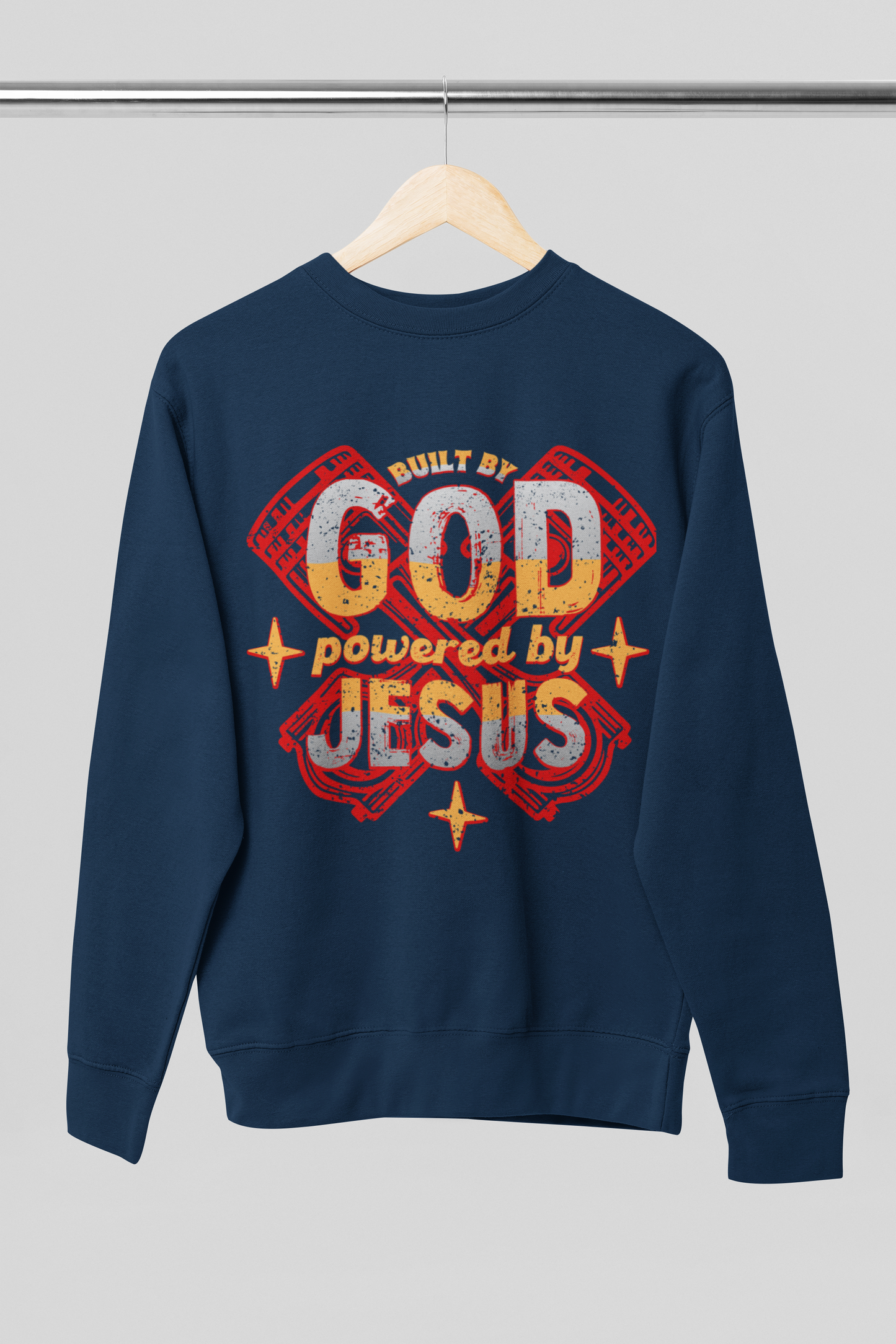 Built By God, Powered By Jesus - Adult Crewneck