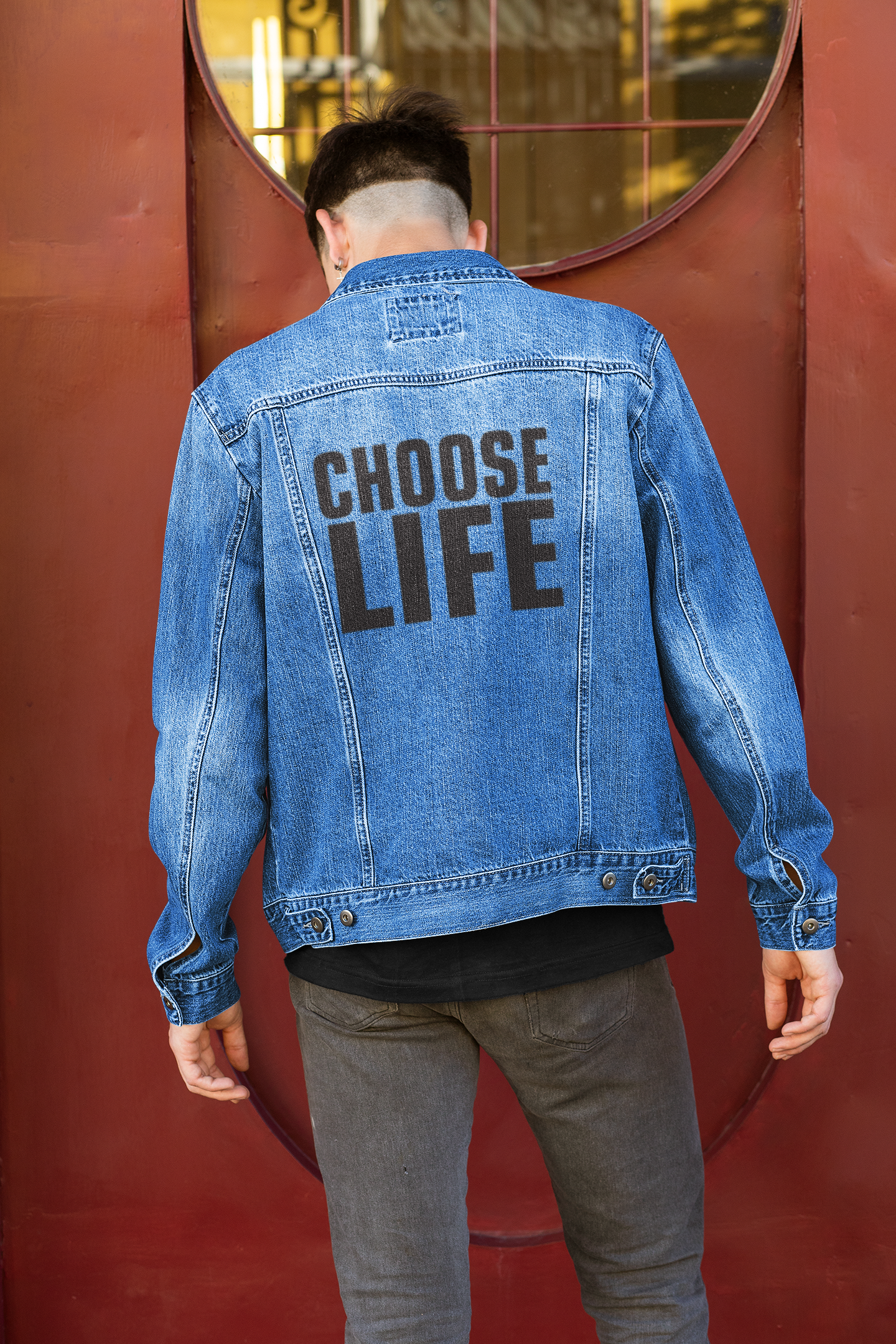 Denim Jacket - CHOOSE LIFE (Black)