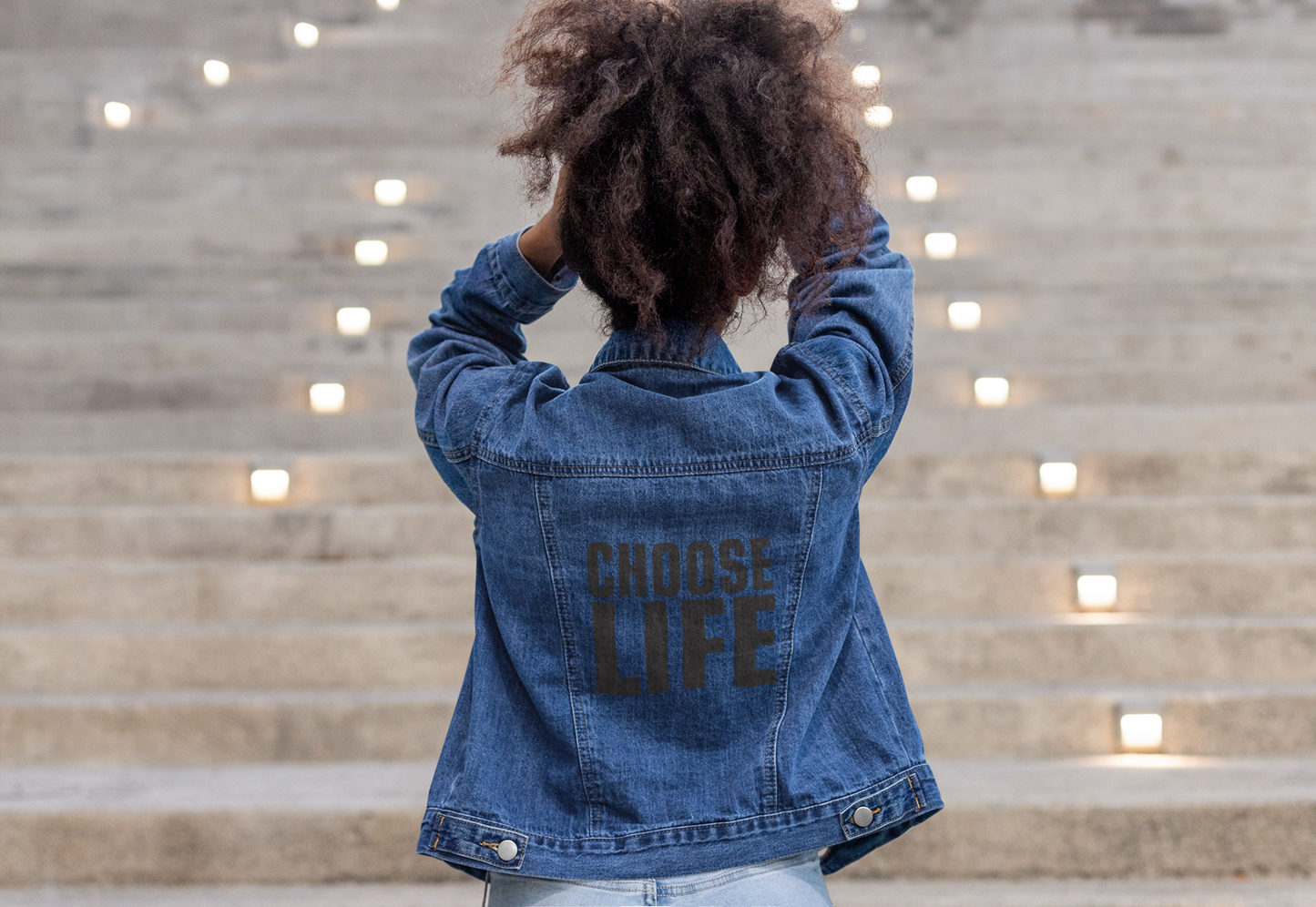 Denim Jacket - CHOOSE LIFE (Black)