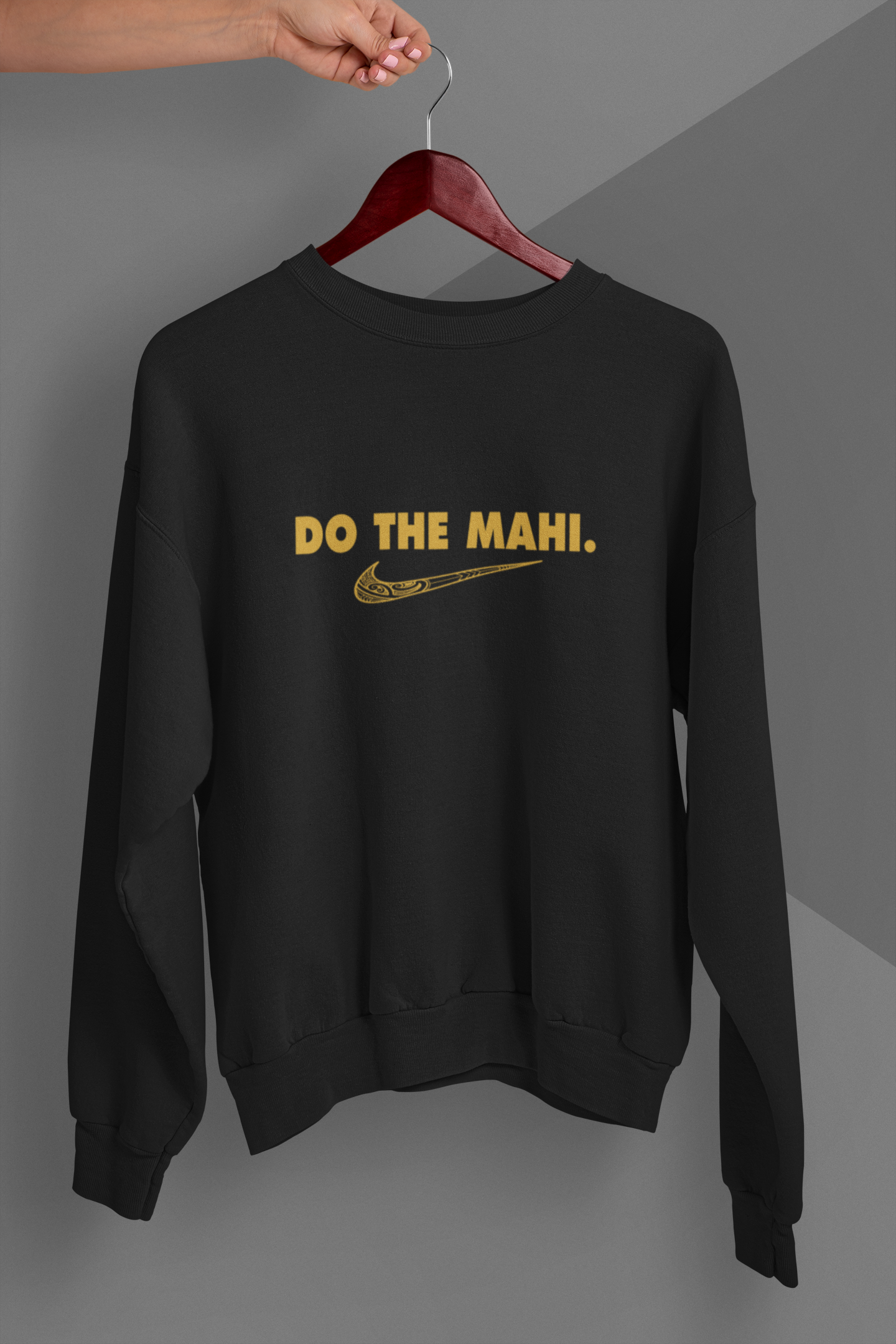 Do The Mahi (Kaki large tick)  -  CREWNECK -Black