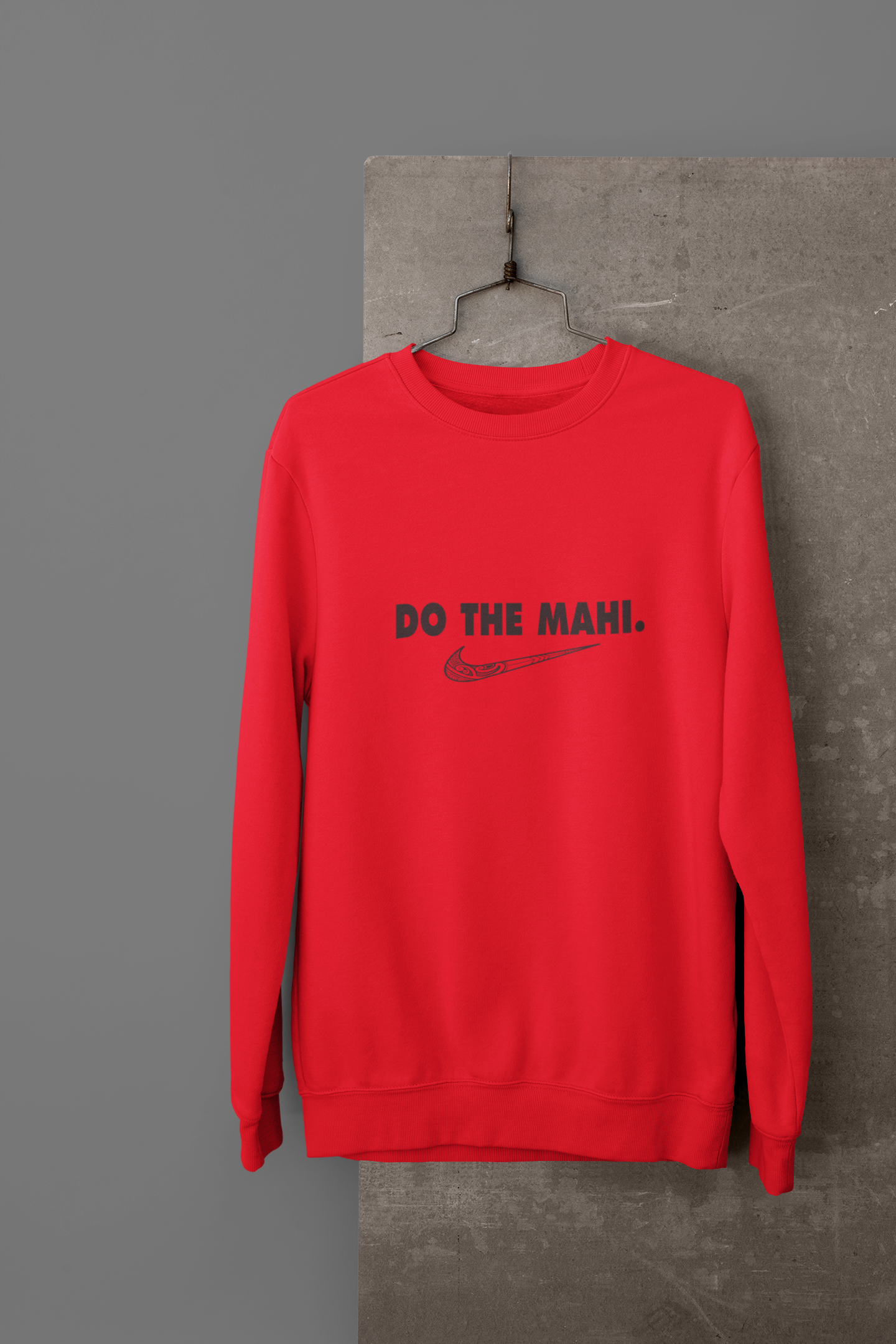 Do The Mahi (black large tick)  -  CREWNECK - Red