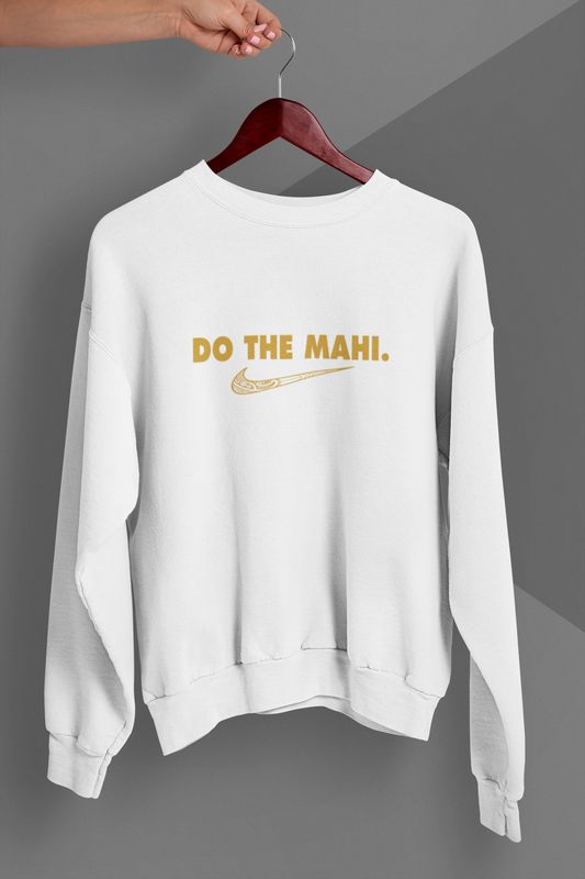 Do The Mahi (Kaki large tick)  -  CREWNECK - White