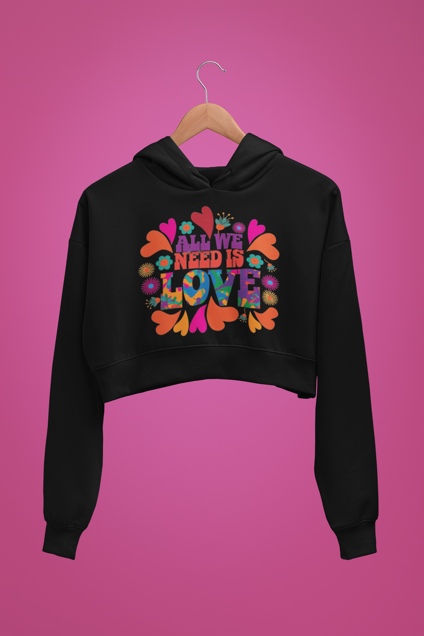 All We Need Is Love - Cropped Hoodie