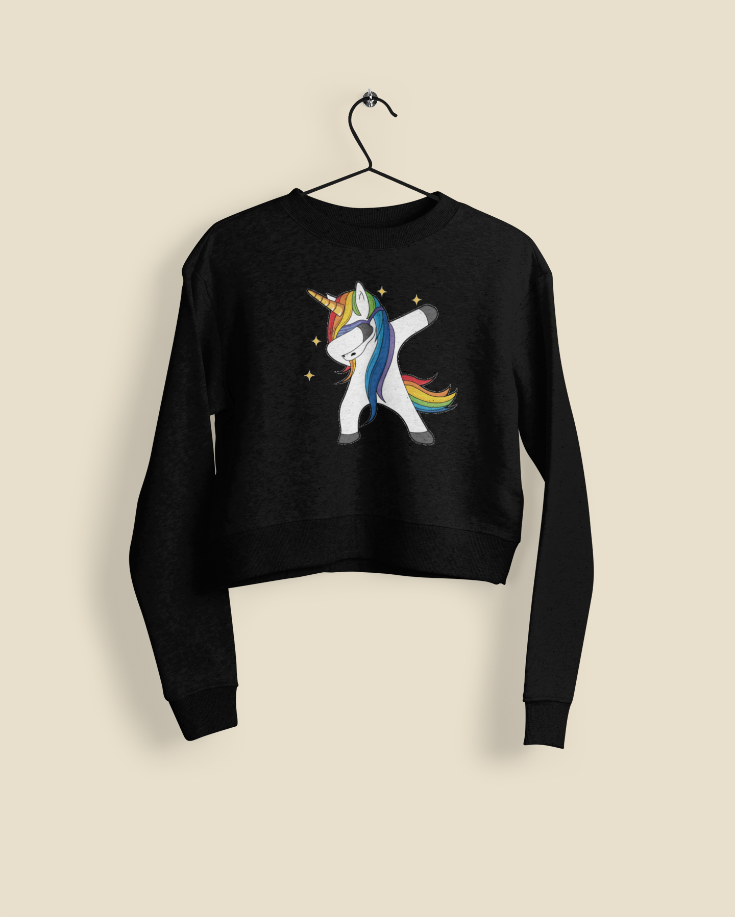 Dabbing Unicorn- Cropped Hoodie/Sweat