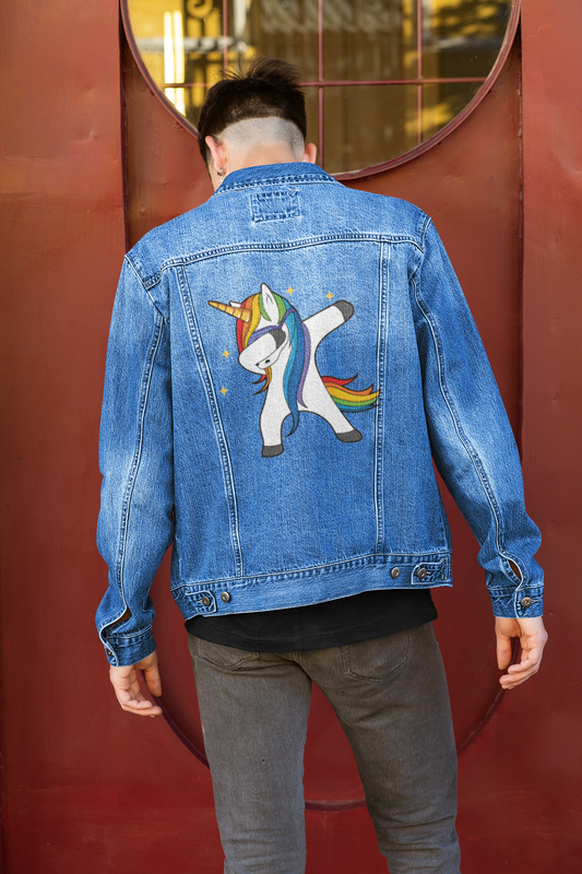 Denim Jacket - Dabbing Unicorn