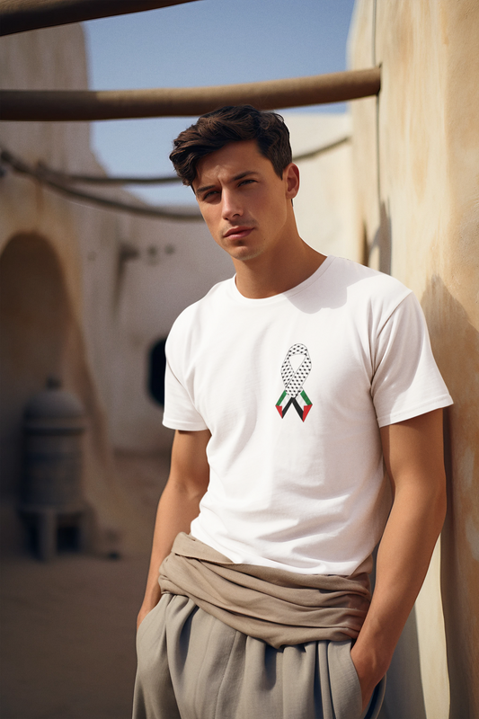 Kufiya Ribbon For Palestine - Adult Tee