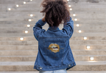 Denim Jacket - Lip Bite Leopard