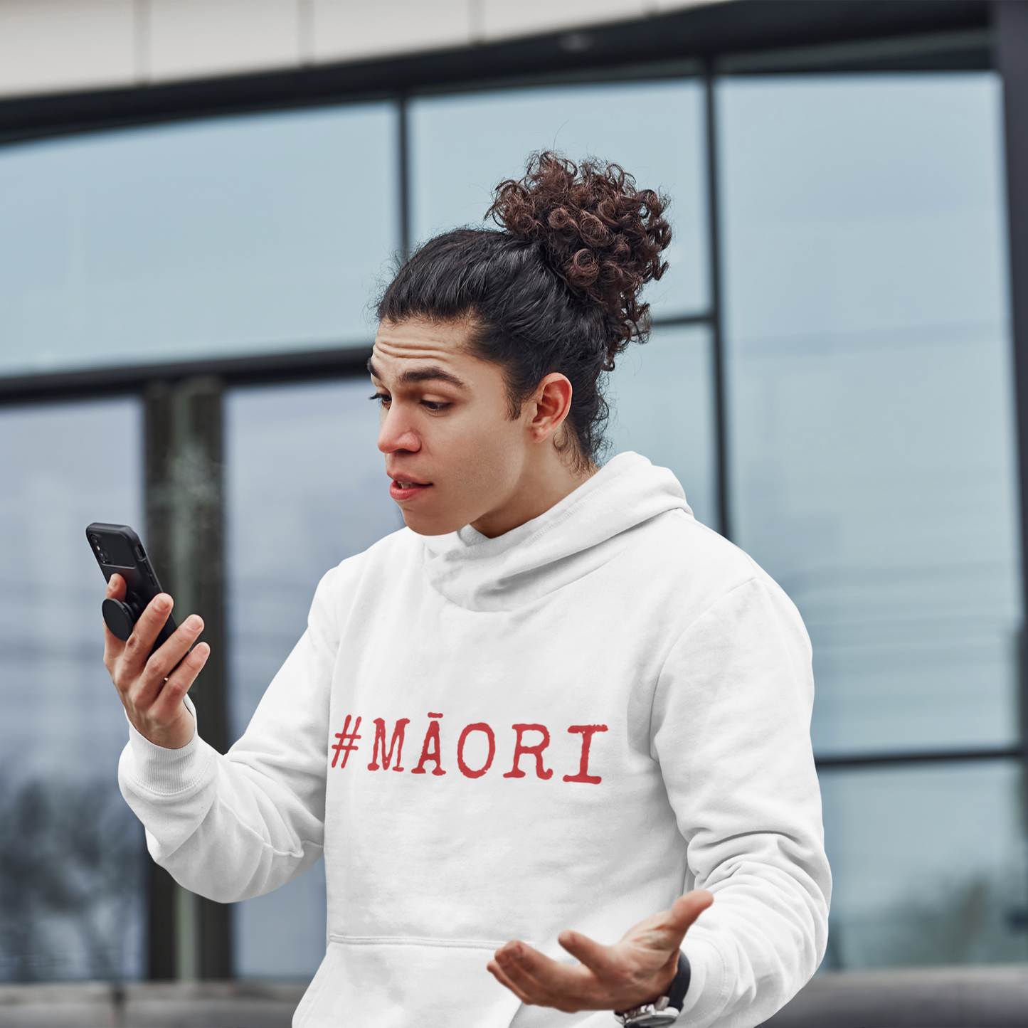 #MĀORI -(front text)  ADULT HOODIE