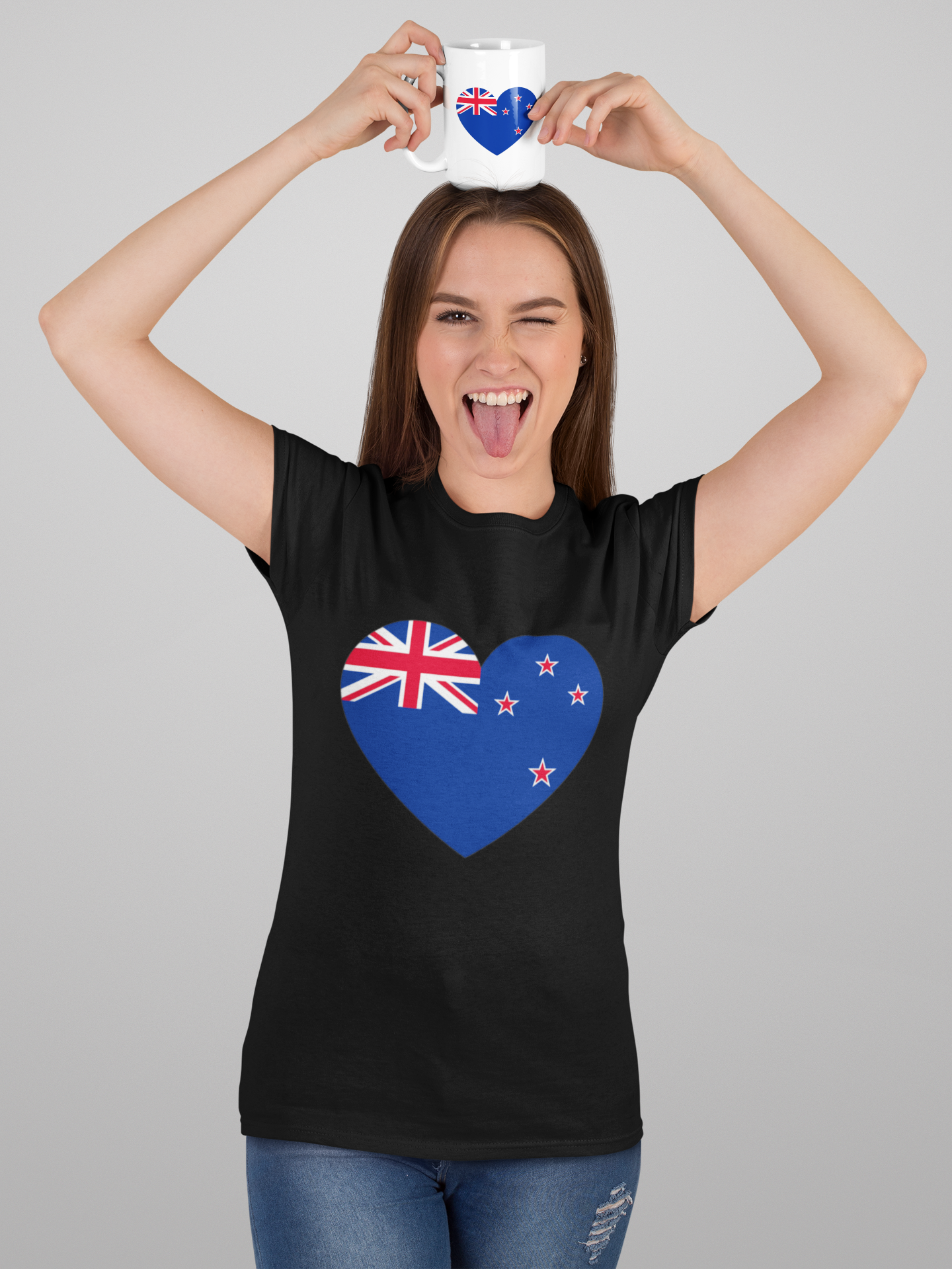 New Zealand Flag Heart - Adult Tee