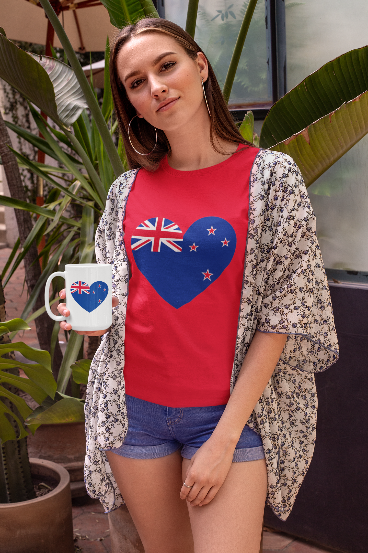 New Zealand Flag Heart - Adult Tee