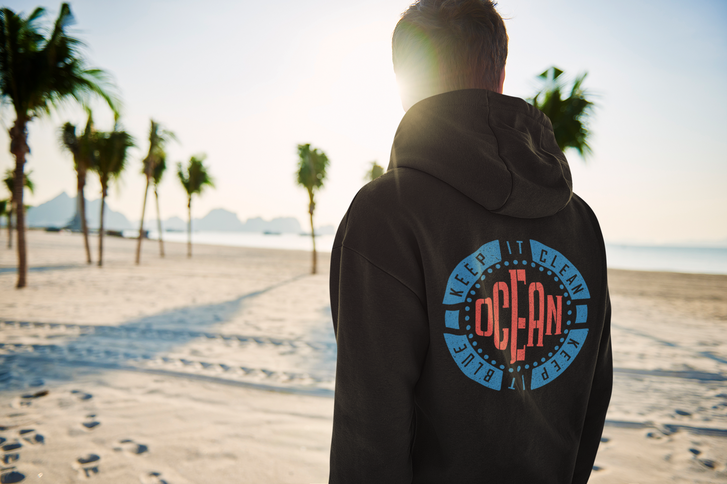 Ocean - Keep It Blue - Adult Hoodie - front and back logo