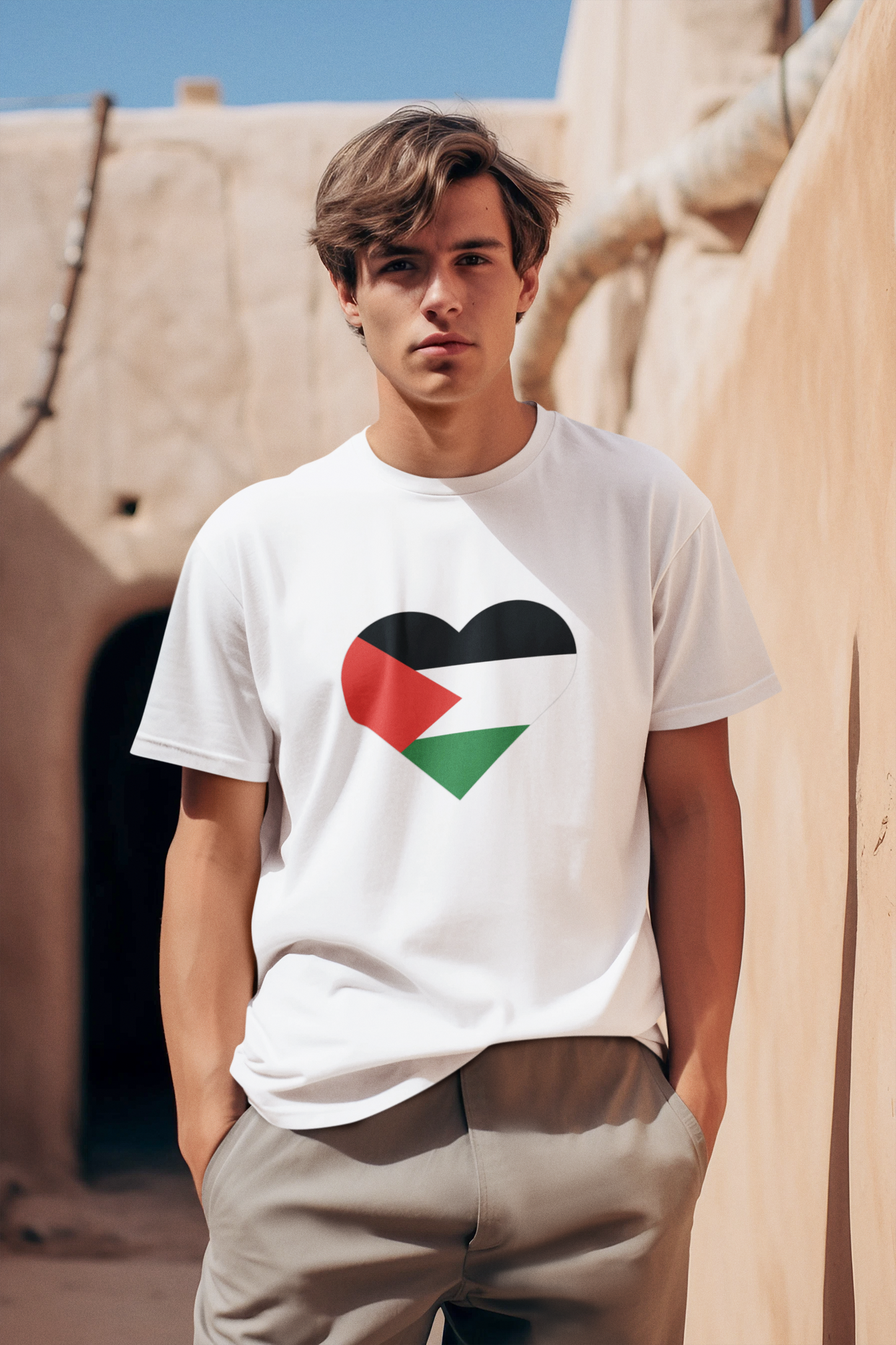 Palestine Flag Heart - Adult Tee