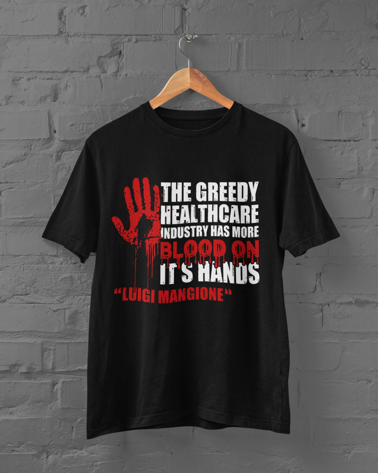 THE GREEDY HEALTHCARE SYSTEM - LUIGI - ADULT TEE