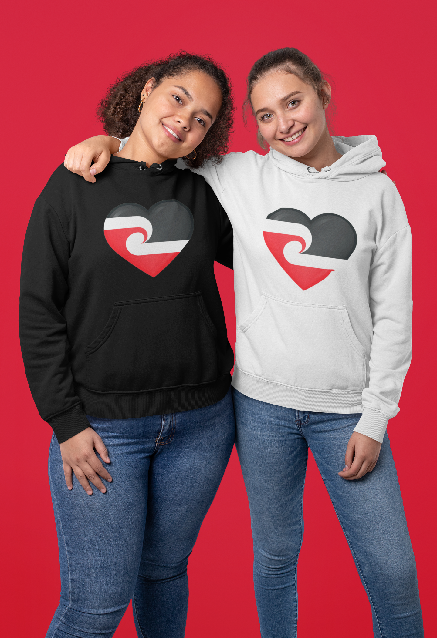 The Tino Rangatiratanga flag (national Māori  flag) heart - Hoodie