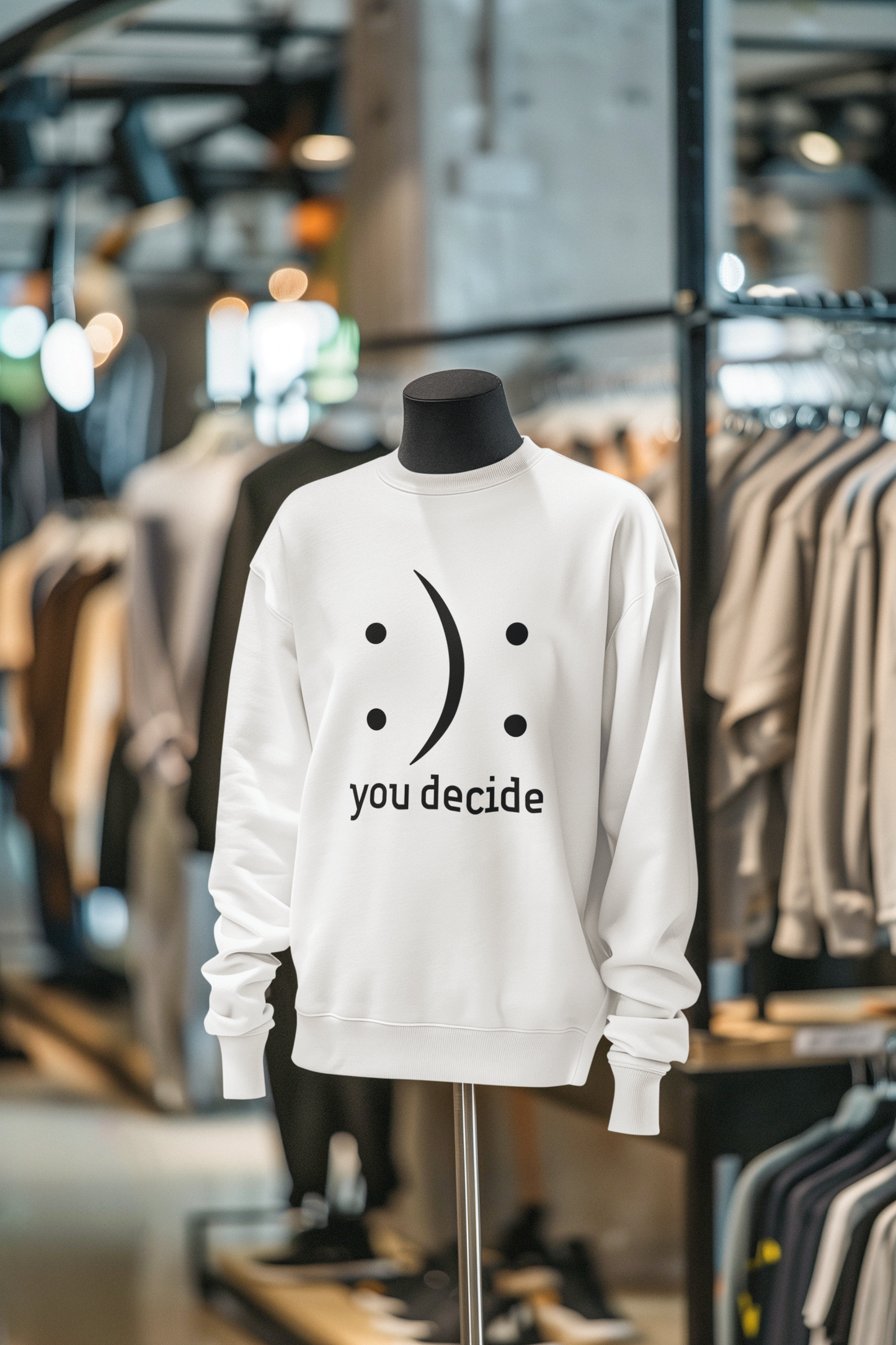 You Decide :(: - Black Text - Adult Crewneck