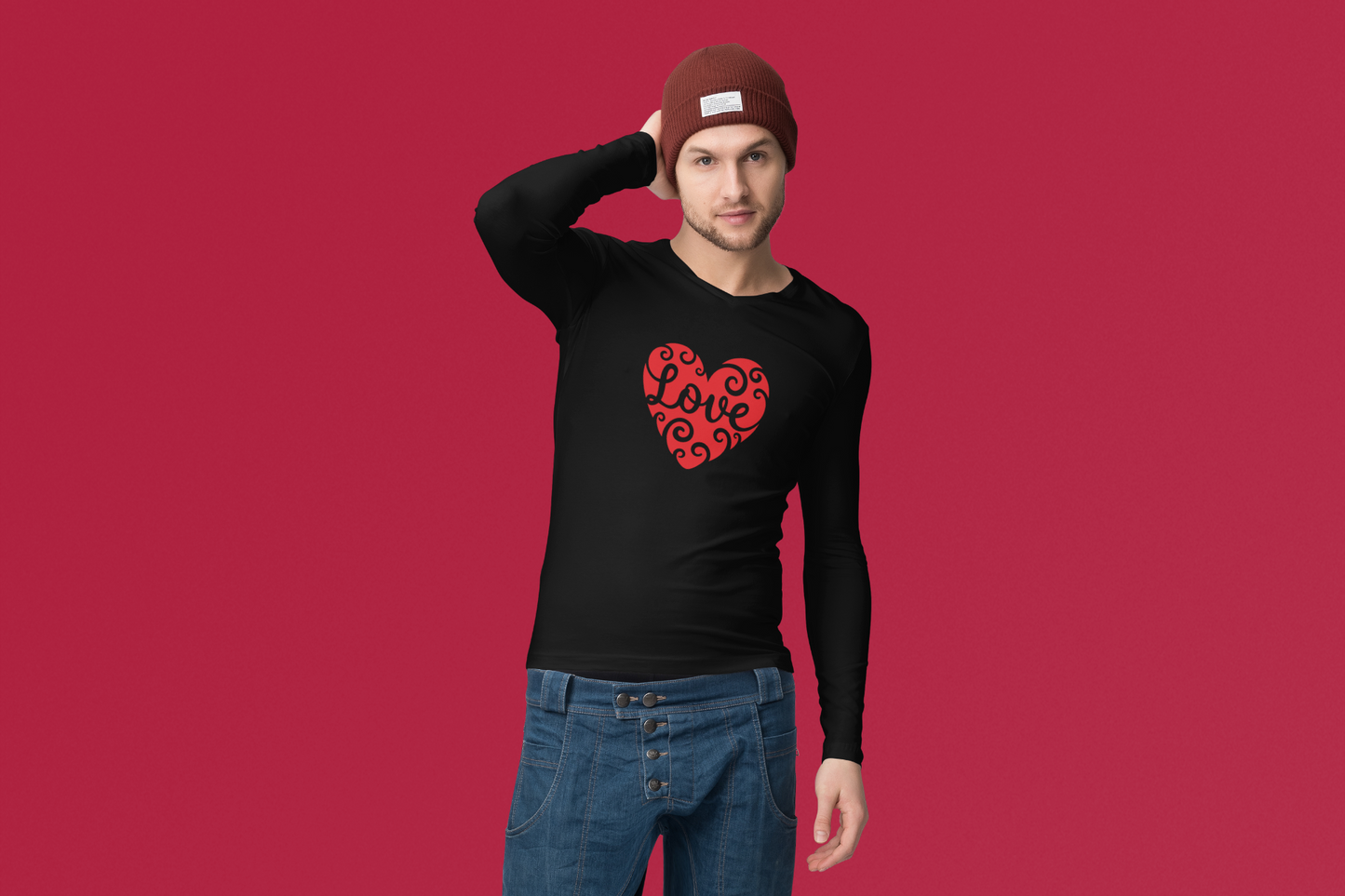 Red Love Heart - Long Sleeve Tee