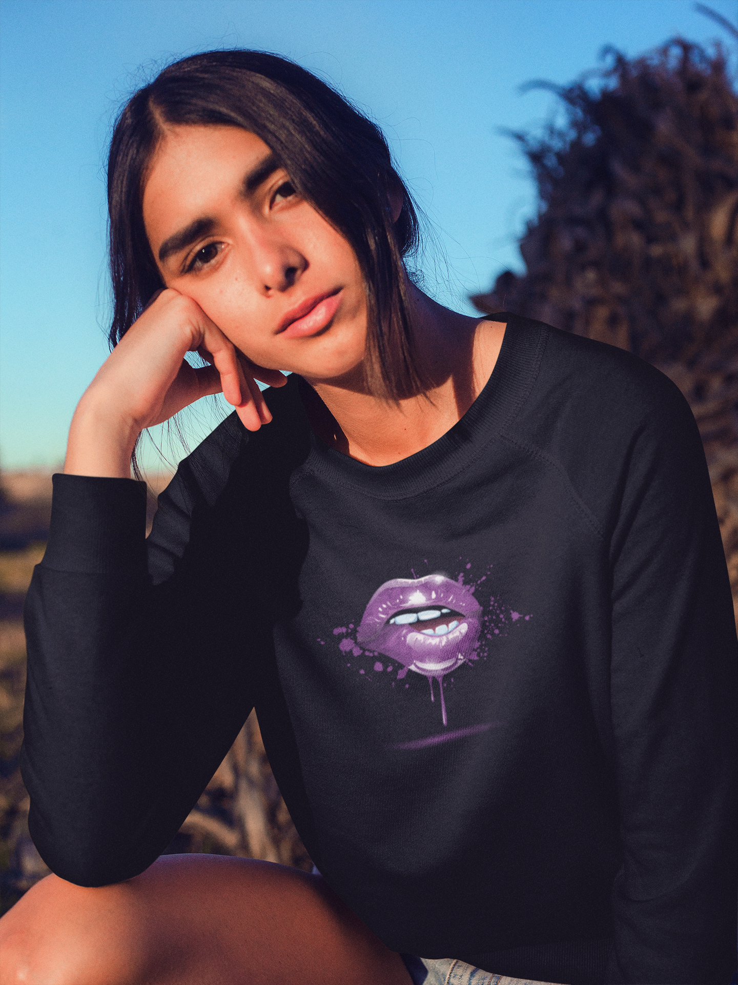 Lip Bite Purple  - Hoodie / Sweatshirt