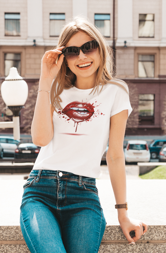 BITE ME - CHERRY RED LIP TEE