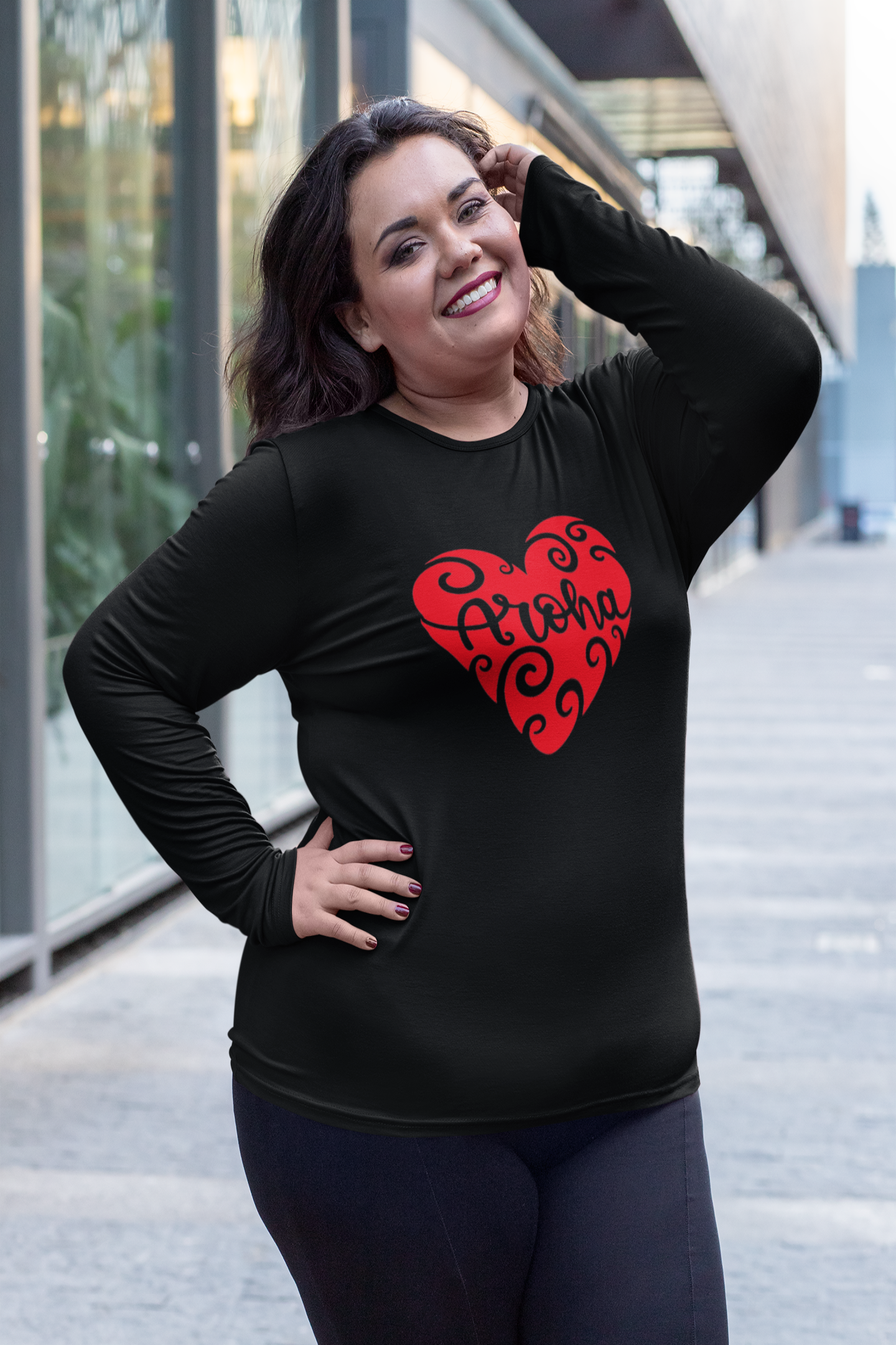 AROHA Whero Heart  - Long Sleeve