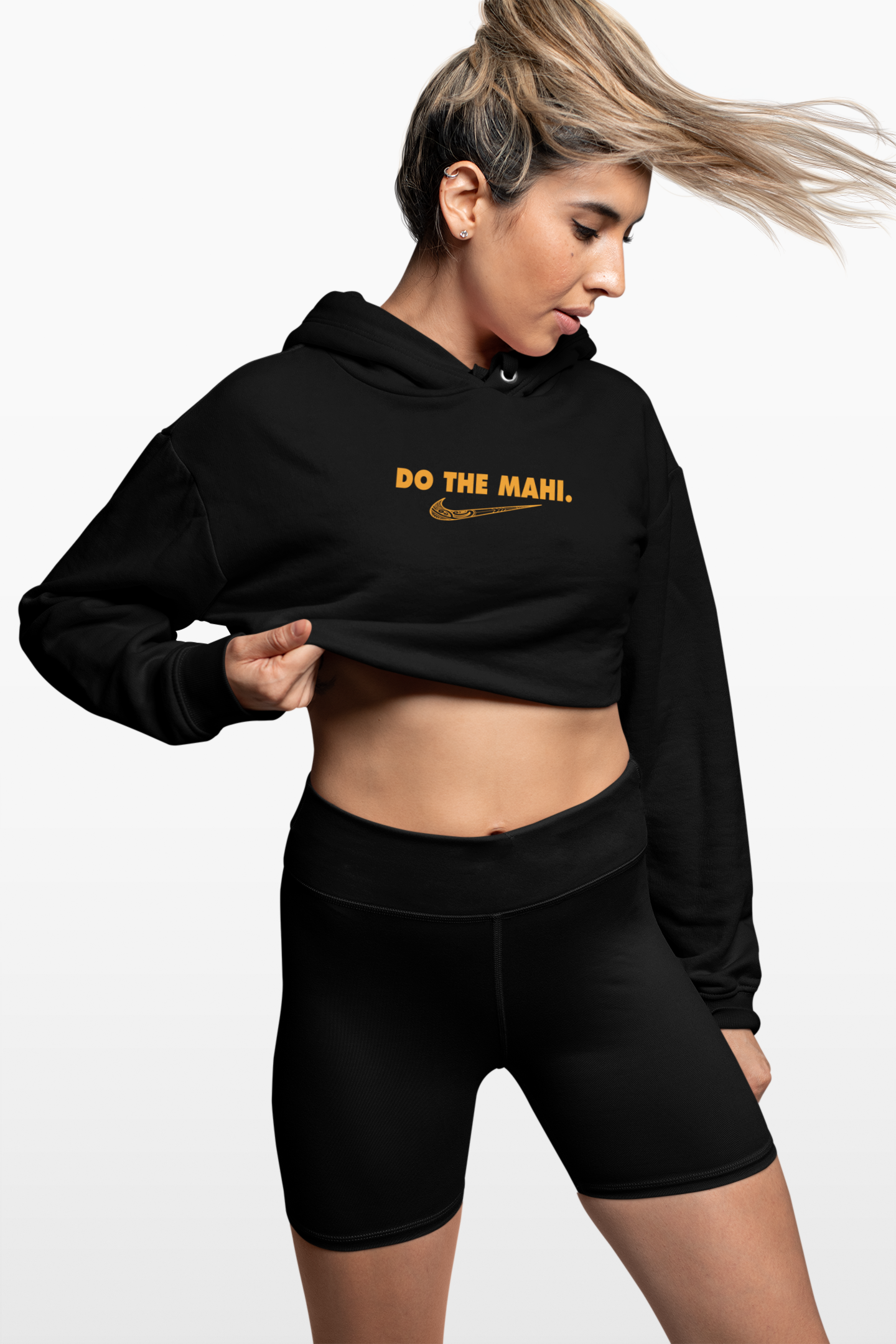 Karaka (Orange) Do The Mahi ✓(big tick and side tick)  Crop Sweat/Hoodie