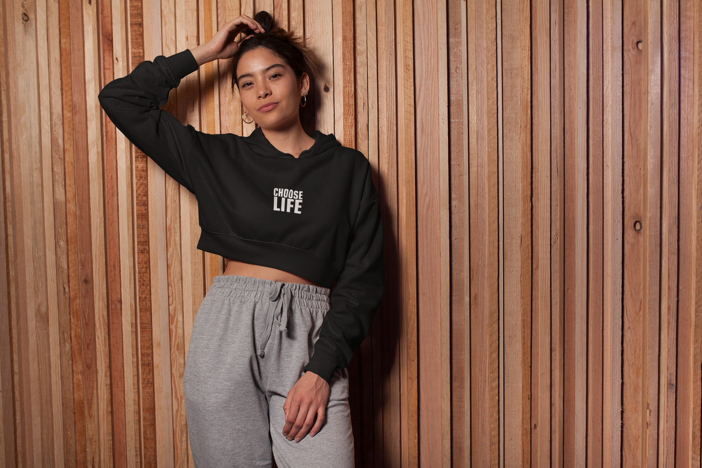 CHOOSE LIFE - Cropped Hoodie/Sweat