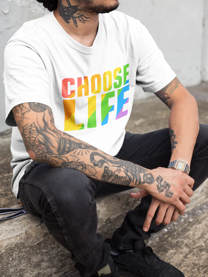 CHOOSE LIFE (rainbow) - Adult Tee