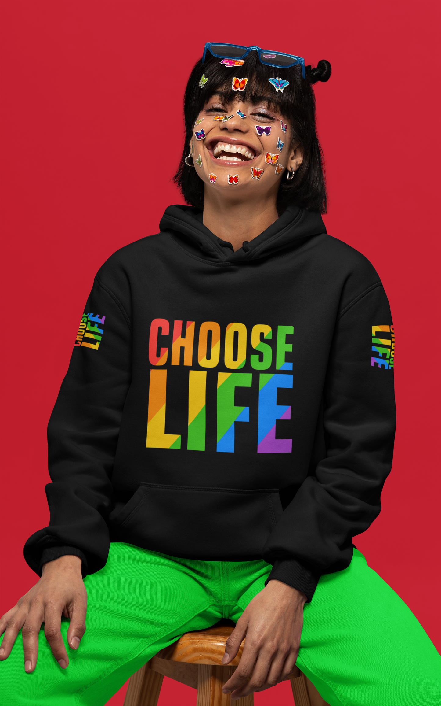 CHOOSE LIFE (Rainbow) - Hoodie / Sweatshirt