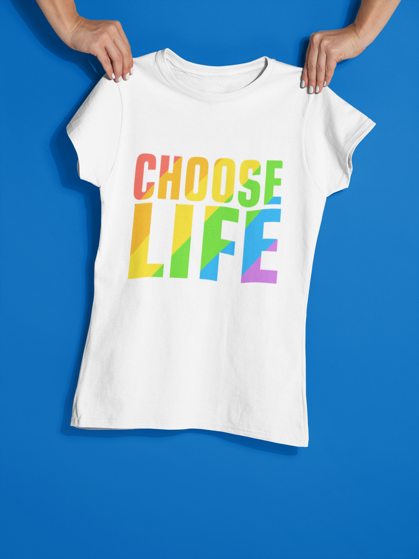 CHOOSE LIFE (rainbow) - Adult Tee