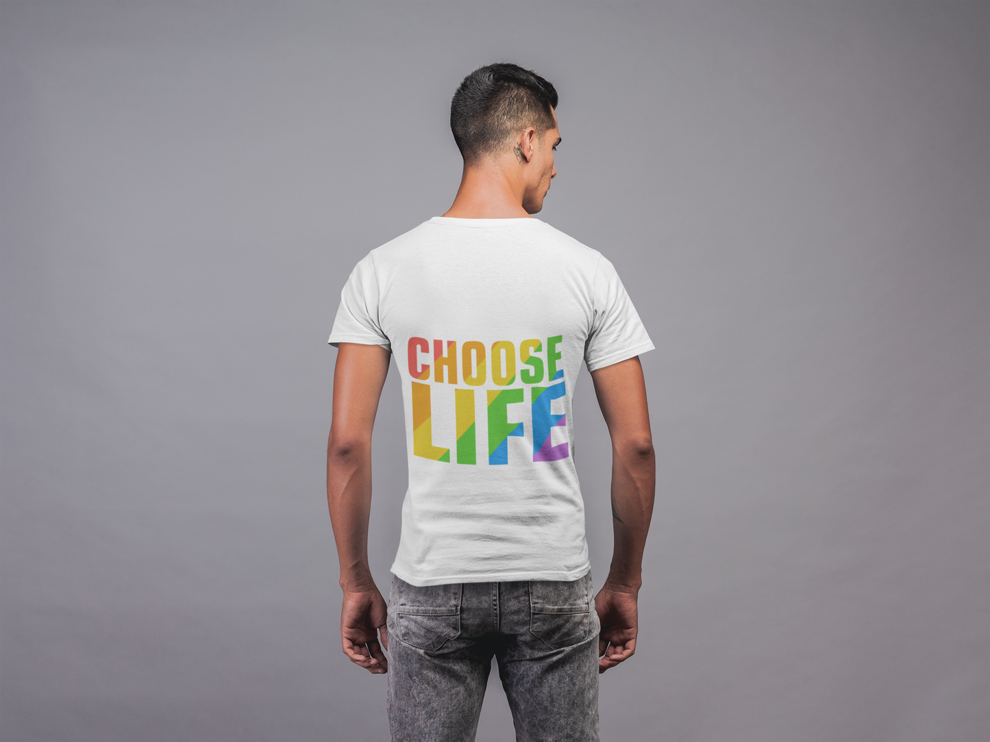 CHOOSE LIFE (rainbow) - Adult Tee