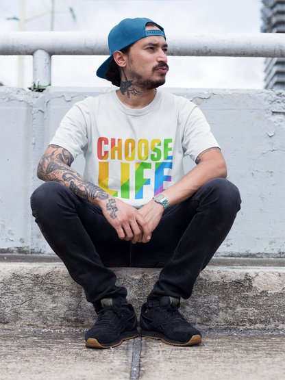 CHOOSE LIFE (rainbow) - Adult Tee