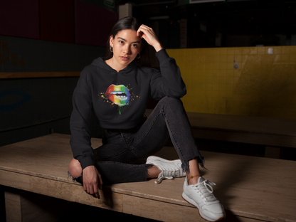 Rainbow Lip Bite Crop Sweat/Hoodie