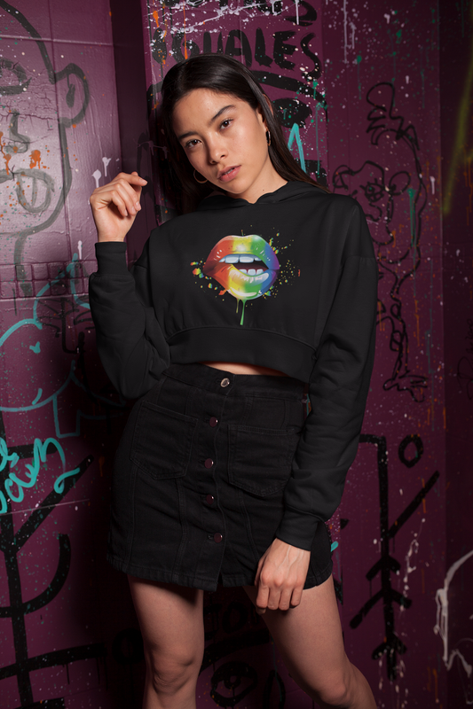 Rainbow Lip Bite Crop Sweat/Hoodie