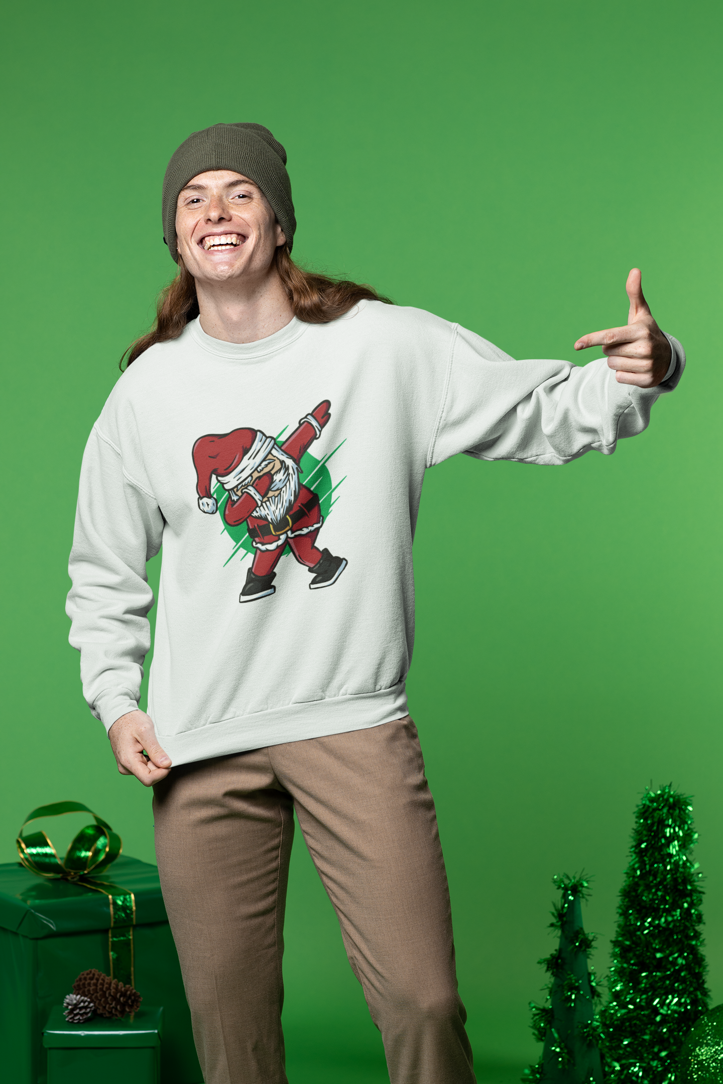 Dabbing Santa (Green) - Hoodie / Sweatshirt