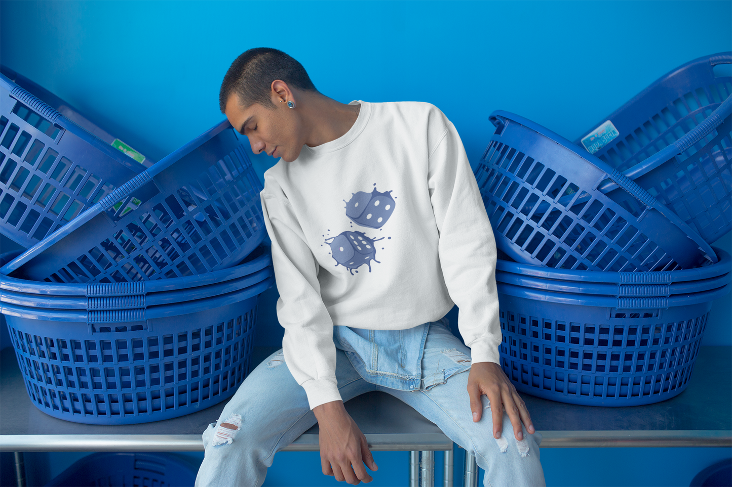 Dice Splash - Blue - Hoodie/Sweat.