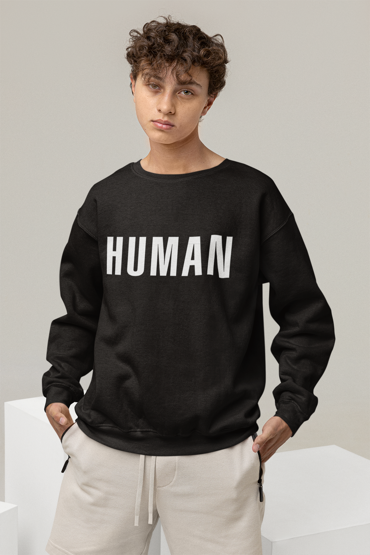 HUMAN (white text) - Hoodie/Sweat.