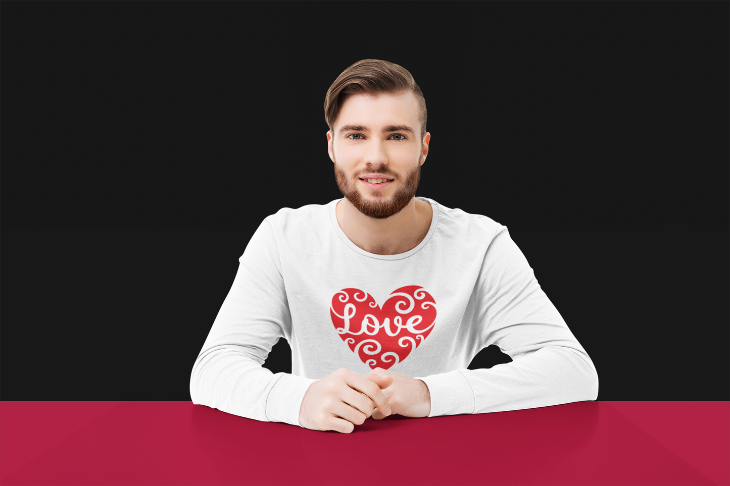 Red Love Heart - Long Sleeve Tee