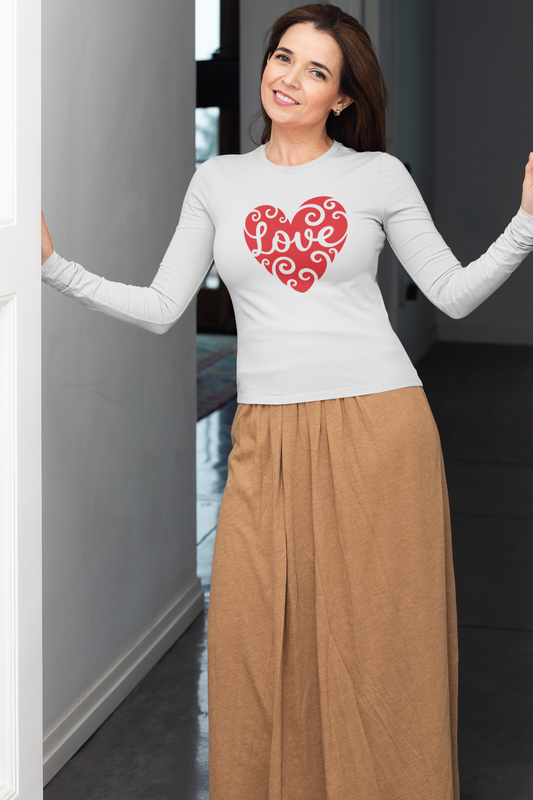 Red Love Heart - Long Sleeve Tee