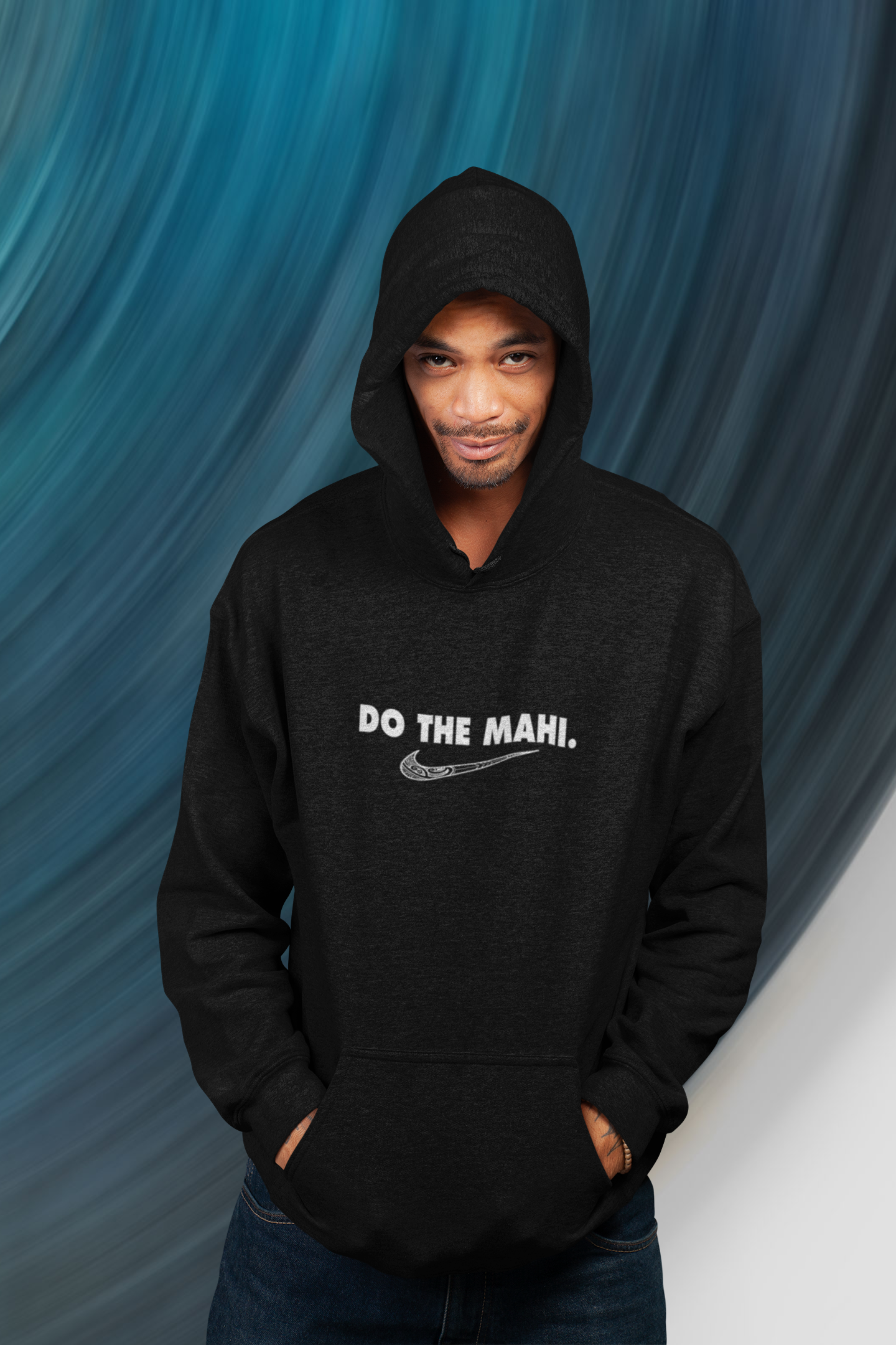 Mā (White) Do The Mahi (large tick)  HOODIE